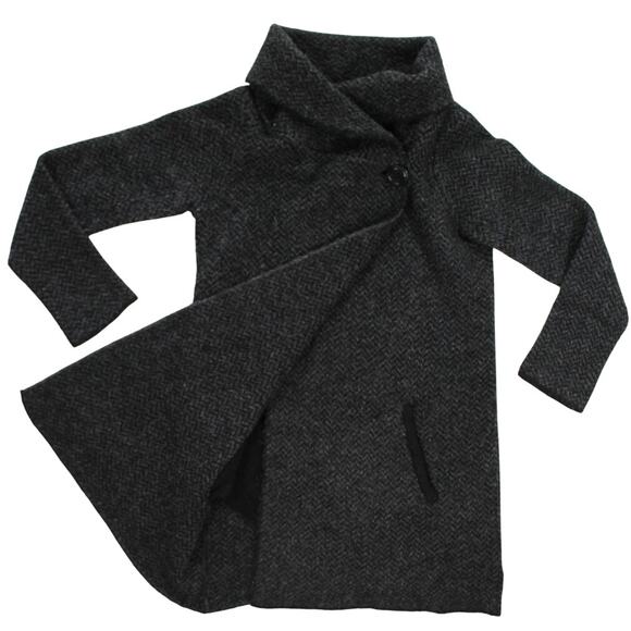 Jones New York Jones & Co Black Wool Blend Long Coat Women’s S Minimalist Grunge - Picture 3 of 9